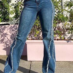 Fashion Nova Stylish Blue Distressed Women Jeans